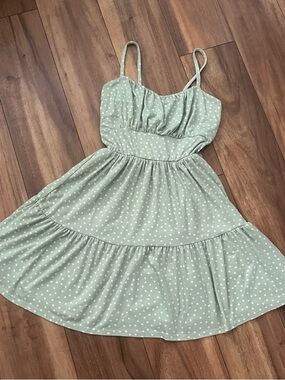 Dreamgirl Sage Green Polka Dot Sundress